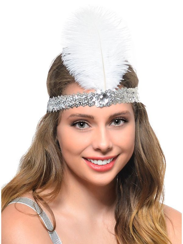 Silver Sequin Flapper Headband